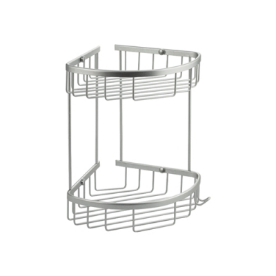 Полочка угловая, овальная, двойная, алюминиевая, матовая САНАКС 75061