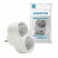 Разветвитель "DОМТОК" 2гн. плоский с/з 250В 3500Вт белый (2653)