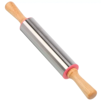 Скалка дерево, металл, 38 см, Y4-8702 (481624)