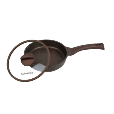 Сковорода 220мм с ручкой,со стеклянной крышкой, АП линия "Stella"(mokko) "Kukmara" ссм221а