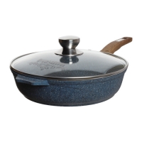 Сковорода 22см с несъемной ручкой и стекл. крышкой АП "Premium" (blue) арт. с22903