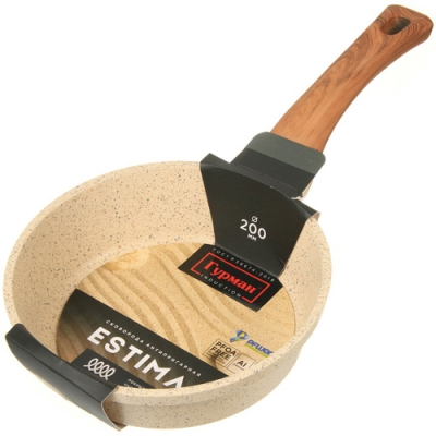 Сковорода литой алюминий, 20 см, антипригарное покрытие, Гурман, Estima, бежевая, ГМ2001 ЭБИ, индукц