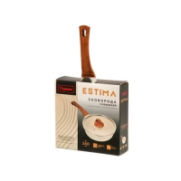 Сковорода литой алюминий, 24 см, антипригарное покрытие, Гурман, Estima, бежевая, с крышкой, в короб