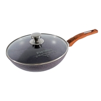 Сковорода ВОК 28см с несъемн. ручкой и стеклянной крышкой АП "Premium" (violet) арт. С78904