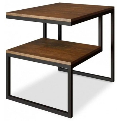 Стол журнальный лофт Desk Question (DQ) Shelf Nut Черный мрамор, м/к черный
