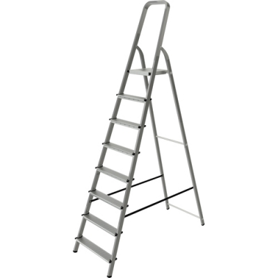 Стремянка стальная одностор.Новая Высота NV1150,1*8 ступени 70мм,зеленая,черный башмак 1150108-021