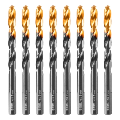 Сверло по металлу, 9 мм, HSS-Tin, Golden Tip, 8 шт.// Denzel арт.717221