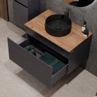 Тумба Raval Cossety 80 подвесная, Антрацит/Дуб Крафт золотой (под раковину Melana MLN )