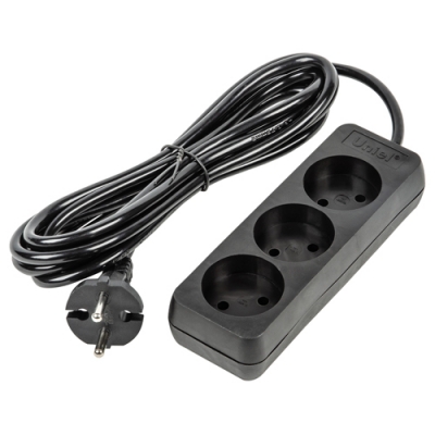 Удлинитель серии Ultra, шнур 3м., 3 гнезда, 10A, б/з. Черный. TM UnielS-CU3-3 BLACK (UL-00009983)