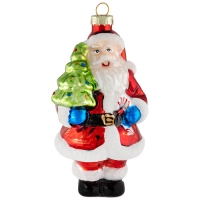 Украшение елочное стекло "Дед Мороз с елью" размер: 7,2*6,3*13,2 см арт.108574
