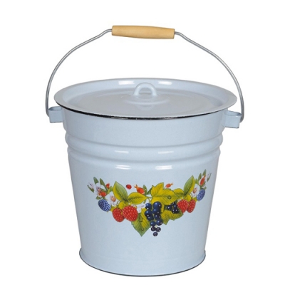 Ведро с крышкой 12л, несорт, серо-гол., декор, 1с28с-нс