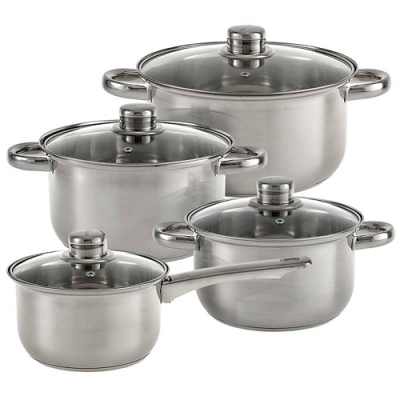 WEBBER BE-652/8 Набор посуды из нерж.стали 8 пр. с КОВШОМ 1,9л,2,6л,3,5л,4,2л стеклян. крышки (2) WEBBER BE-652/8 Набор посуды из нерж.стали 8 пр. с КОВШОМ 1,9л,2,6л,3,5л,4,2л стеклян. крышки (2)