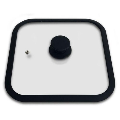 Крышка стеклянная с силиконовым ободком, серия QUADRATO,28*28 см диа,сил ручка,тм Mallony арт.003667