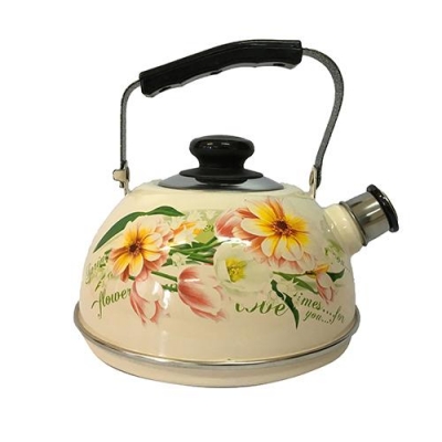 Чайник 2,5л.(подвиж.ручка)-слон.кость/цветочный вальс (декор- нерж.сталь) ТМ04/25/04/26