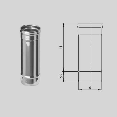 Дымоход 0,25м (430/0,5мм) D125 арт. fm03.125.1.F