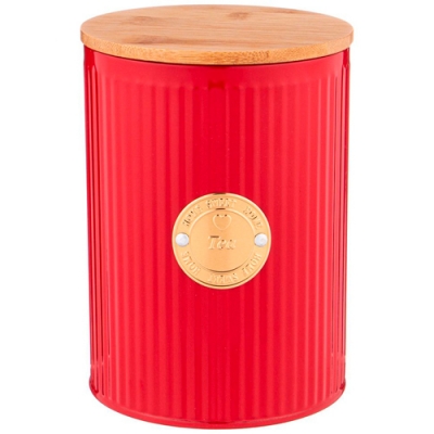 Емкость для сыпучих продуктов agness "Тюдор" "чай" 1,3 л диаметр=11 см высота=15 см цвет: красный 79