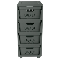 Комод на колесах "DELUXE" 4 ящика, 300х385х690 мм (серый) 4332769 Бытпласт