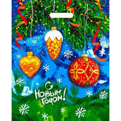 Пакет ПЭ с вырубной ручкой 38х47+6 (60) Интерпак НГ ламинация (Год сказки) Россия 2200003708059 ВУР4