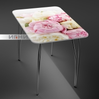 Стол МДФ с фотопечатью Н051 (пионы) р-р1000*700 (металлич опоры) г. Пенза