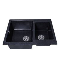 Мойка GranAlliance G-54 (770 х510мм) двухсекционная ,черная с сифоном