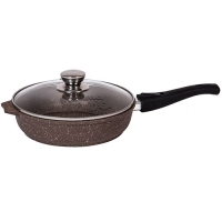 Сковорода 26см АП Гранит brown со съемной ручкой и стеклянной крышкой арт.С026806