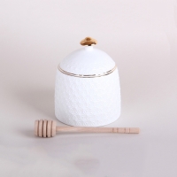 Банка для меда 380 мл бамбуковой ложкой, Снежная королева LTBH-S0310-A