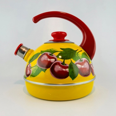 Чайник 3,5 л.(конс.ручка)-желтый/вишневый сад (н.сталь на кр) Т04/35/16/28/Н13 (г.Ростов)