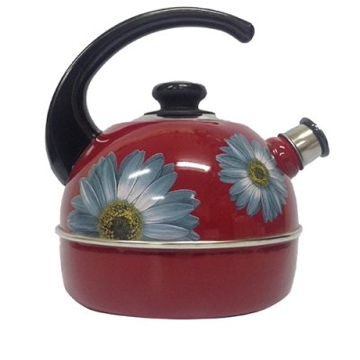 Чайник 4л (конс. руч.)-бордовый/ромашка (дек.- нерж.ст) Т04/40/01/14