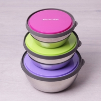 Набор емкостей 3шт из нержавеющей стали с пластиковыми крышками (O12х5см; O14х5.5см; O16х6.5см) (211 Набор емкостей 3шт из нержавеющей стали с пластиковыми крышками (O12х5см; O14х5.5см; O16х6.5см) (211