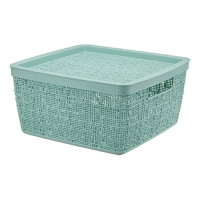 Коробка БЯЗЬ с крышкой 28х28х14см 8л морская волна М2326 Коробка БЯЗЬ с крышкой 28х28х14см 8л морская волна М2326