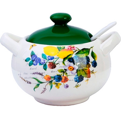 60150 Сахарница с крышкой 375мл с ложкой 3пр Лесные ягоды с лимонами доломит LR (х36) "MAYER & BOCH"