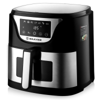 Аэрогриль BRAYER 2037BR, 1500Вт, 5л, t.200С, съемная решетка, таймер, LCD-дисплей, 7 программ