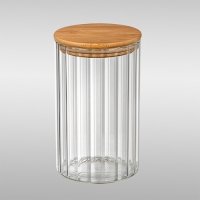 Банка из рельефного стекла, AROMA RIVIERA, объём: 1000 мл, с крышкой из бамбука арт.108280