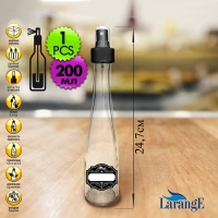 Бутылка конус с кнопочным чёрн дозатором для масла/соусов, 200 мл, стекло арт.02555-00953