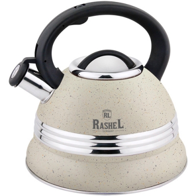 Чайник из нержавеющей стали 3,2 л со свистком,цвет: кремовый (М-7906) "МАРУСЯ"