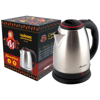 Чайник Матрена MA-001 электрический (1,8 л) металл цвет крышки красный арт.005457