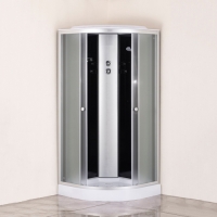 Душевая кабина F101BS (100х100 низ.под. рифл. стекло, черн. стенка, хром матовый проф.3к.)"EVA GOLD"