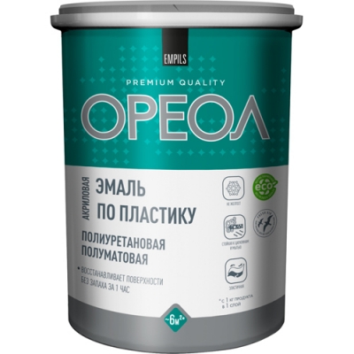 Эмаль акриловая глянцевая Ореол белый 0,9 кг пластик