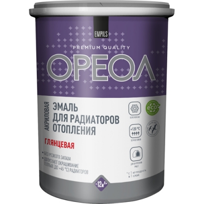 Эмаль для радиаторов акриловая глянцевая Ореол 1,1 кг Эмаль для радиаторов акриловая глянцевая Ореол 1,1 кг