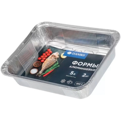 Форма для запекания алюминий, 2 шт, 36.9х27х7.1 см, 5.05 л, прямоугольная, Daniks, 99L (472078)
