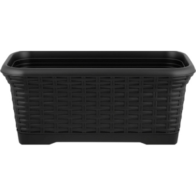 Горшок цветочный InGreen Rattan прямоугольный 40см 7л съемный поддон, горький шоколад IG6255
