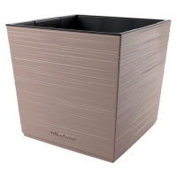 Кашпо La Decoro ВМС квадрат мини (19л) цвет Латте/ вставка цвет Черный арт. КШ-2672