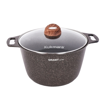 Кастрюля 8л со стекл. крышкой, АП линия "Granit ultra" (original) "Kukmara"