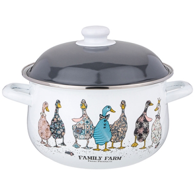 Кастрюля agness эмалированная с эмал.крышкой серия "Family farm", 3.6 л, 22*13 см 934-623