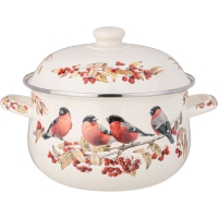 Кастрюля agness эмалированная с эмал.крышкой серия "Снегири", 3.6 л, 22*13 см 934-733