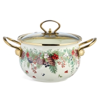 Кастрюля эмалированная agness со стеклянной крышкой серия "Celebration", 2.0 л, 18*11 см 943-083 943