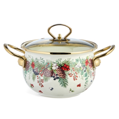 Кастрюля эмалированная agness со стеклянной крышкой серия "Celebration", 2.0 л, 18*11 см 943-083 943