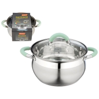 Кастрюля MENTOLO, 3,6 л, из нержавеющей стали с крышкой, ручки с силиконом арт.103577