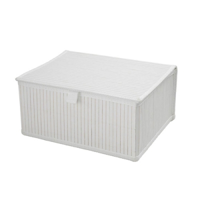 Корзина стеллажная с крышкой "Бамбук", Д290 Ш230 В140, белый арт.Shan-23M