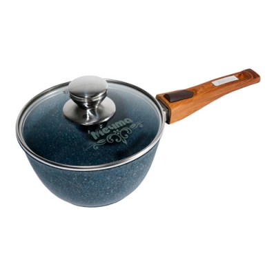 Ковш 1.7л со съемной ручкой и стеклянной крышкой АП "Premium" (blue) арт. 082903